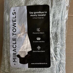 New, Miracle Made Silver Infused Cotton 3-Piece Towel Set, Sky Blue